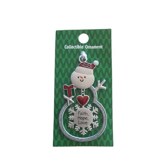 "Faith, Hope, Love" GANZ Snowman Ornament.  NEW - Picture 1 of 2